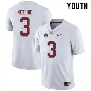 NCAA Youth Alabama Crimson Tide #3 John Metchie Stitched College 2019 Nike Authentic White Football Jersey YK17X32QB